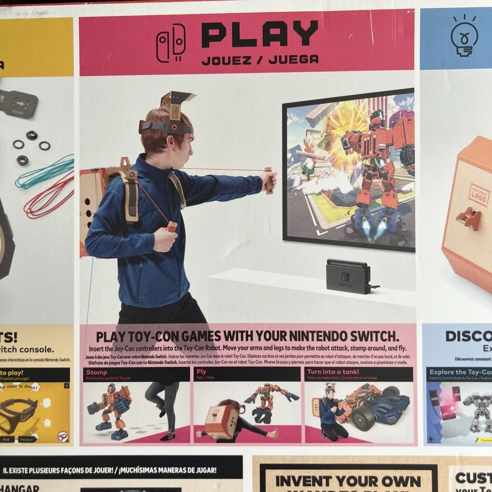 Set Of 2 Nintendo Labo Toy-Con 02 Robot Kit & Con 04 VR Kit Make Play Discover